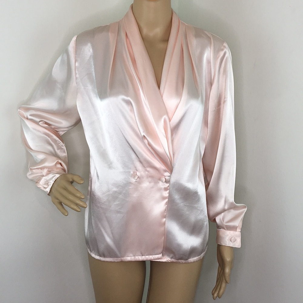 Vintage Peachy Long Sleeve Drape Blouse